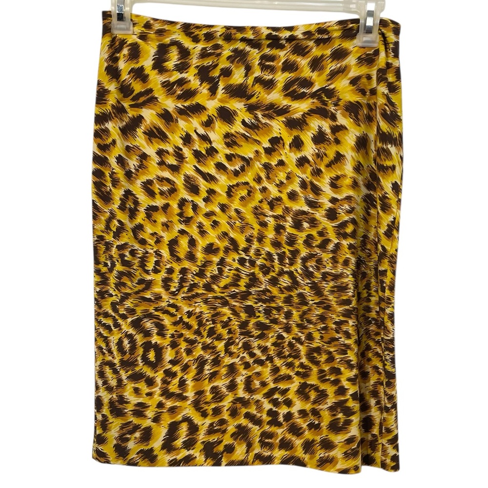 Norma Kamali Yellow Leopard Pencil Skirt